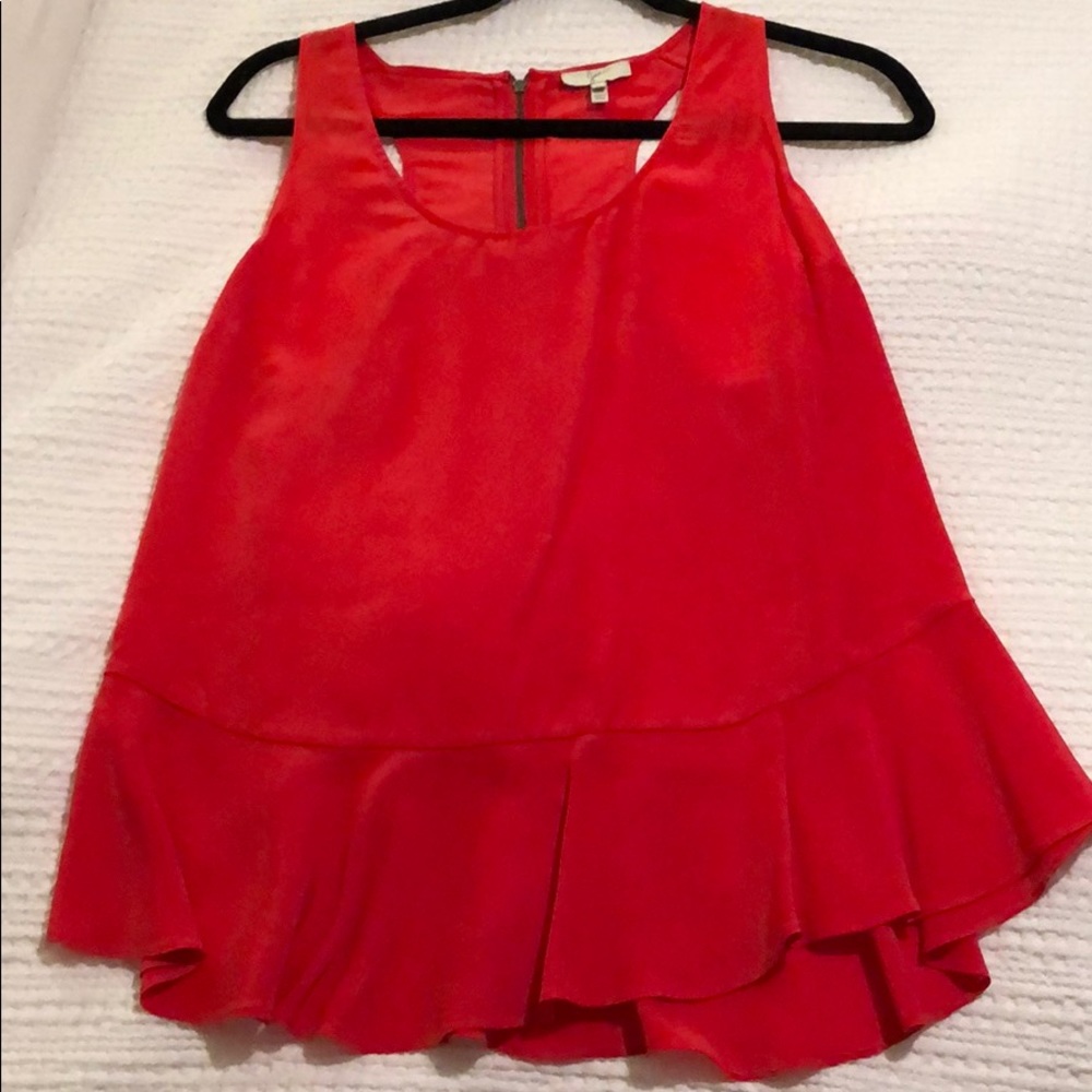 Joie 100% silk racer back tank with ruffle